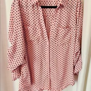 Long sleeve polkadotted blouse